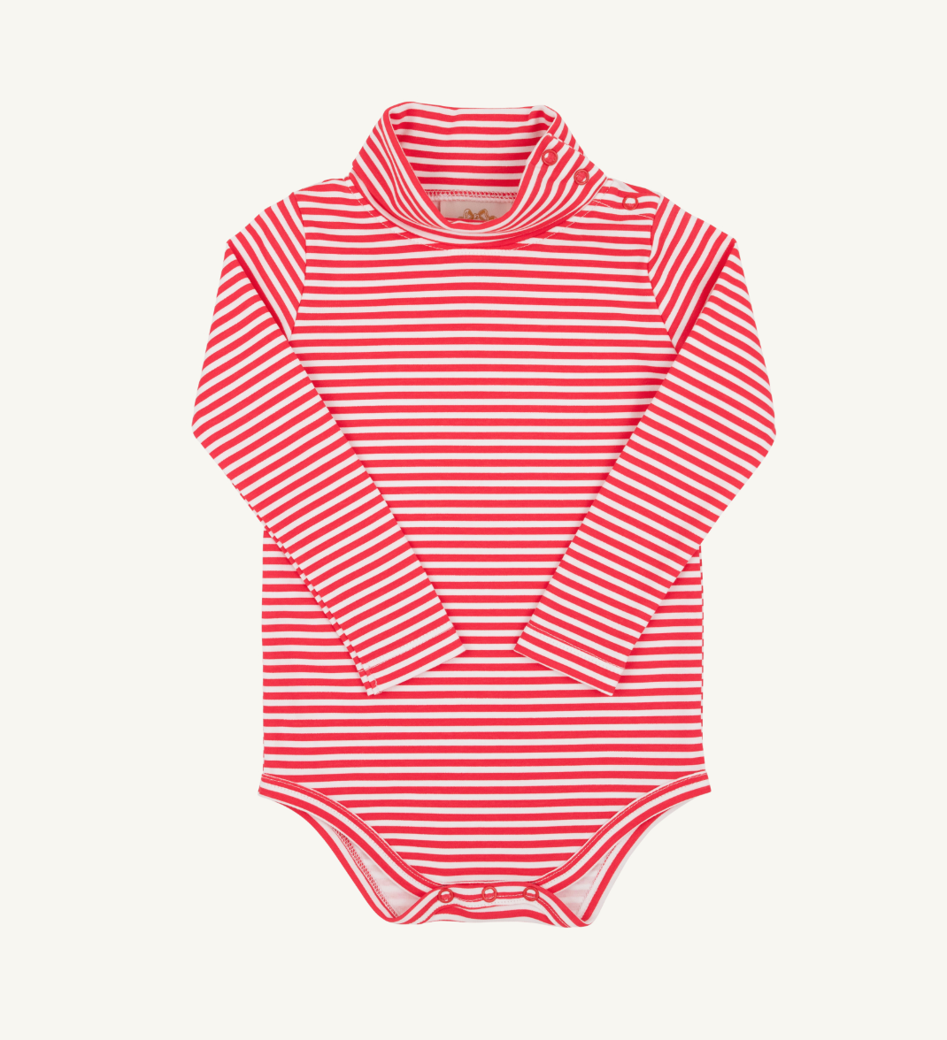 The Beaufort Bonnet Company Tatum's Turtleneck - Onesie - Neck Snaps- Richmond Red Stripe