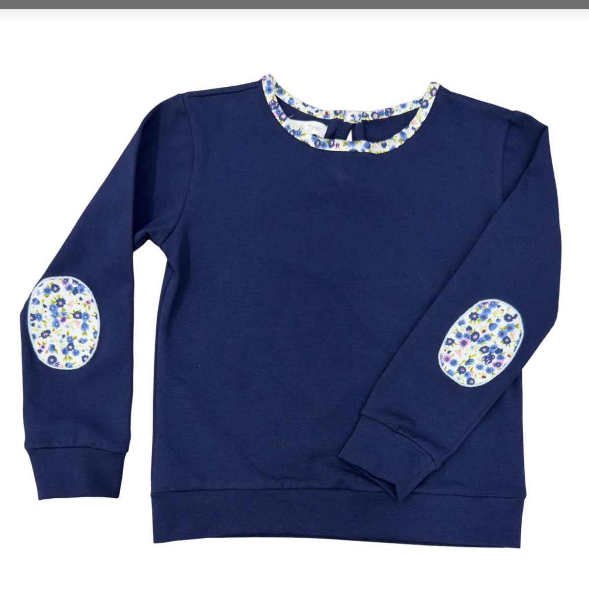 Percy & Tyne Girls Crewneck Sweatshirt Navy Knit with Posey Floral
