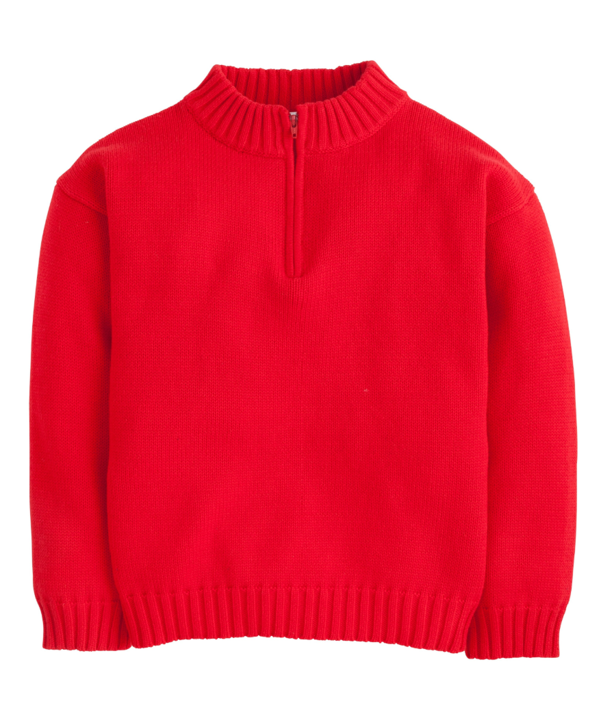 Little English Quarter Zip Sweater - Red
