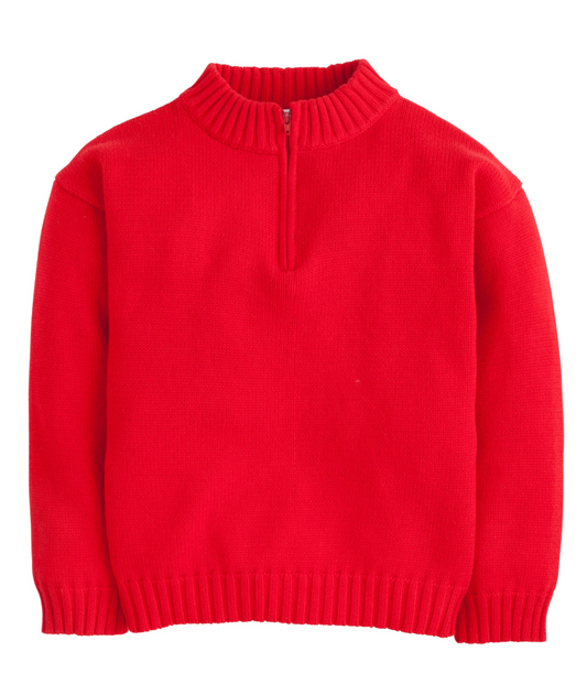 Little English Quarter Zip Sweater - Red