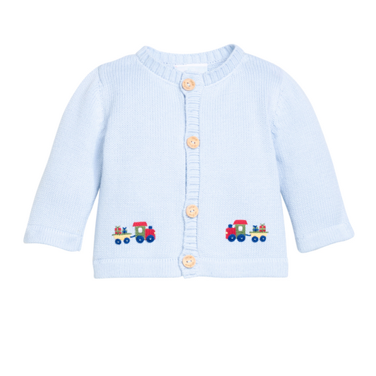 Little English Crochet Cardigan - Holiday Train