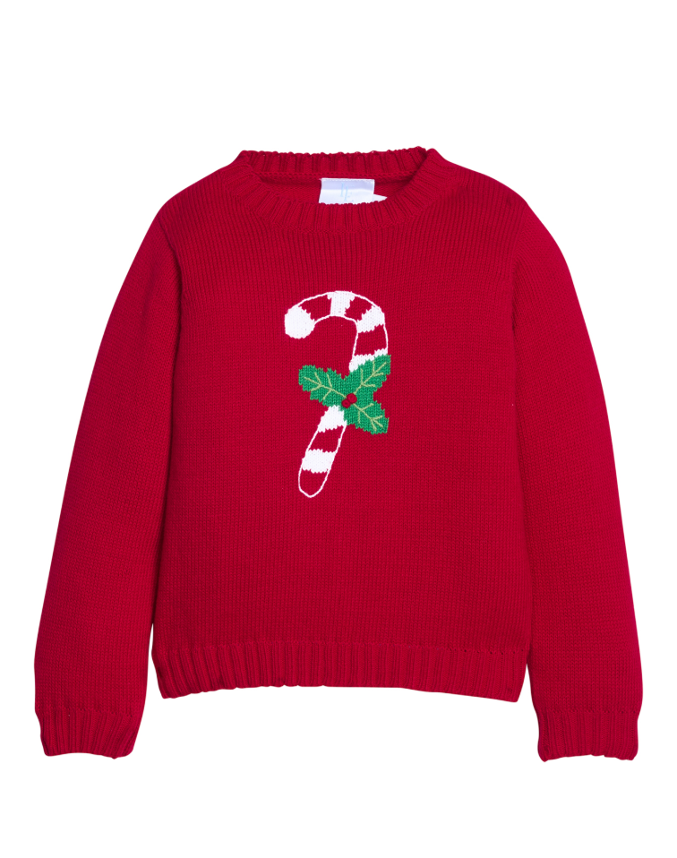 Little English Intarsia Sweater - Candy Cane