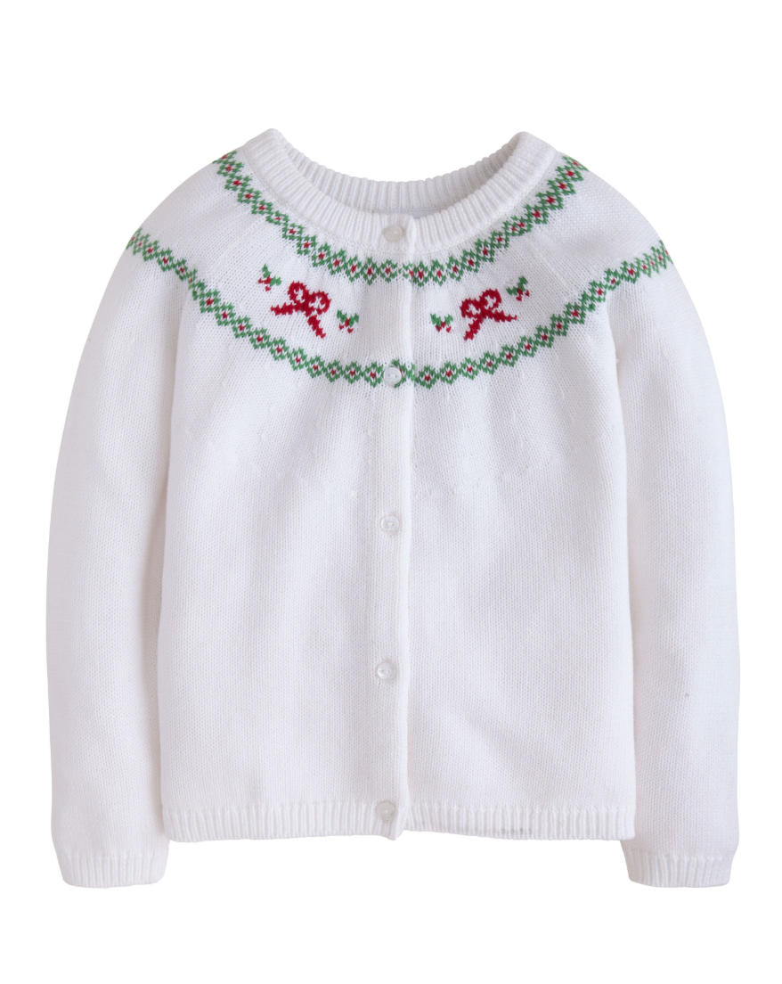 Little English Holiday Bow Fair Isle Cardigan