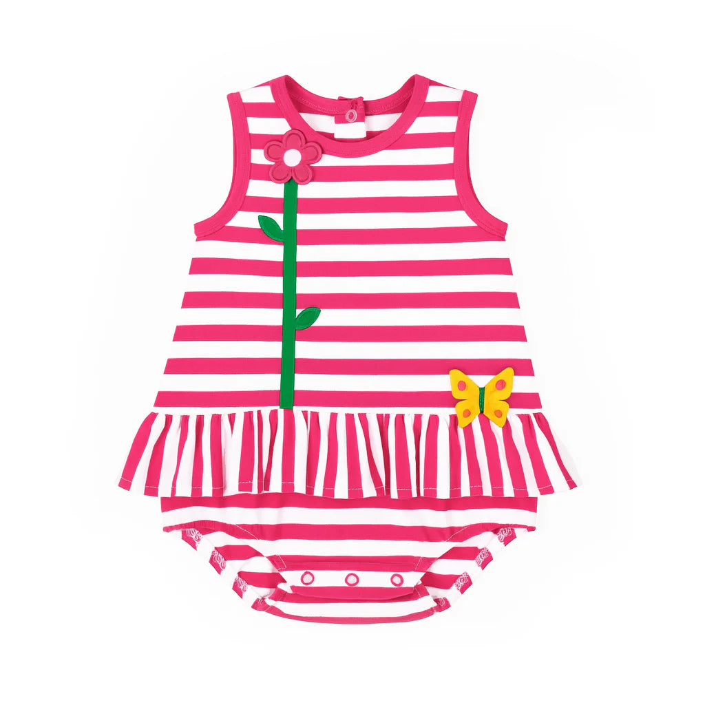 Florence Eiseman Stripe Knit Romper With Flower