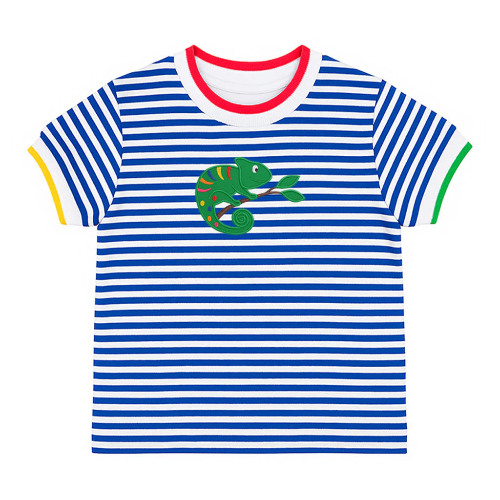 Florence Eiseman Stripe Knit Tshirt With Lizard