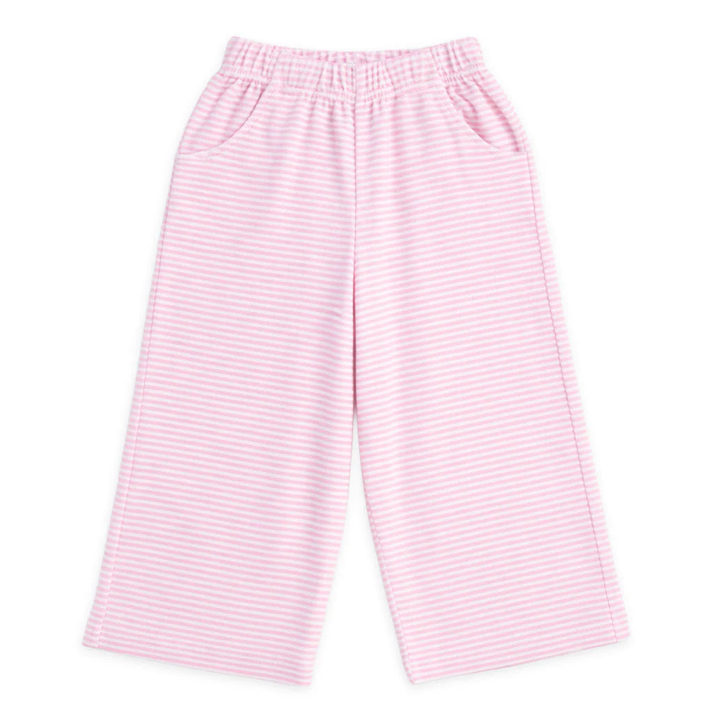 Florence Eiseman pink white stripe terry wide leg pants
