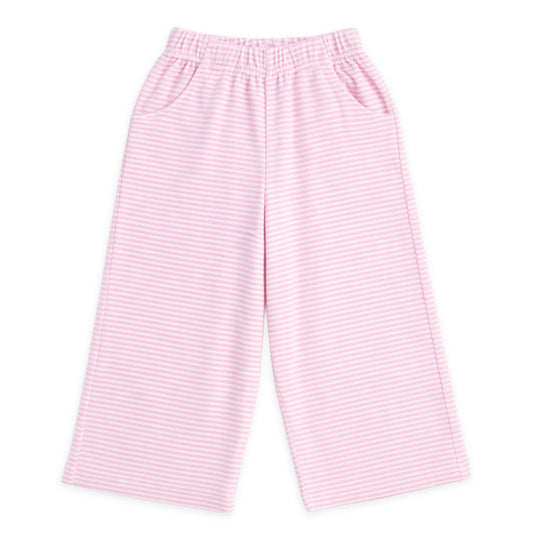 Florence Eiseman pink white stripe terry wide leg pants
