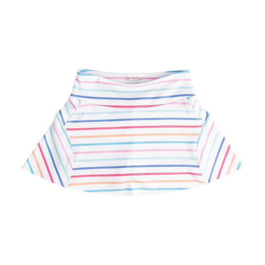 Prodoh Girls' Tennis Twirl Skort with Built-In Compression Shorts — Sun Kissed Stripe