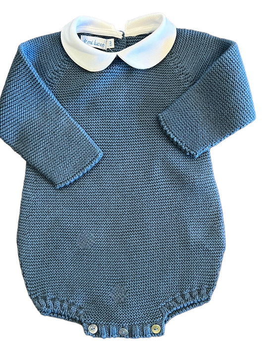 Garter Stitch Bubble with Collar Steward Blue