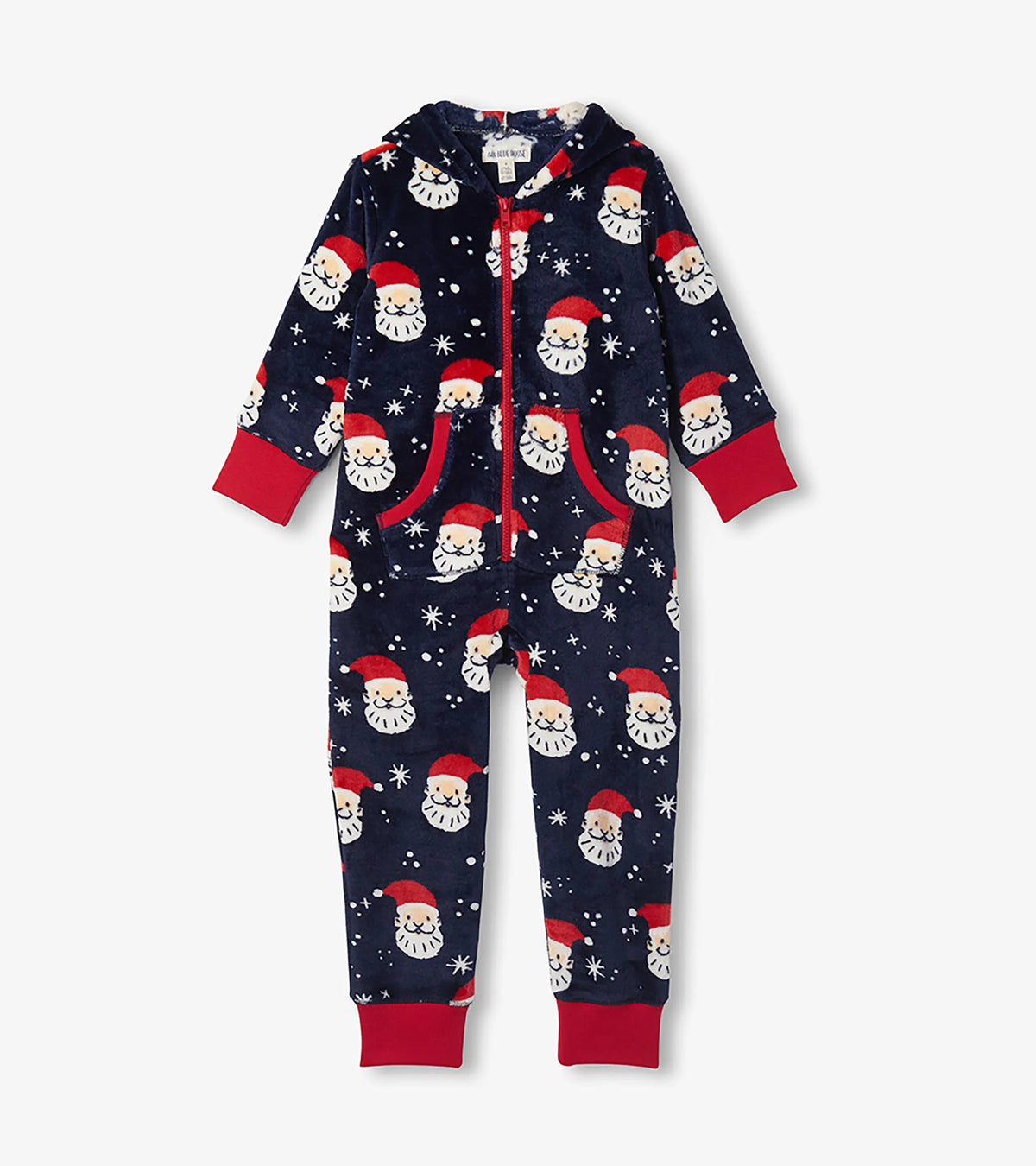 Hatley Allover Santa Kids Hooded Fleece Jumpsuit