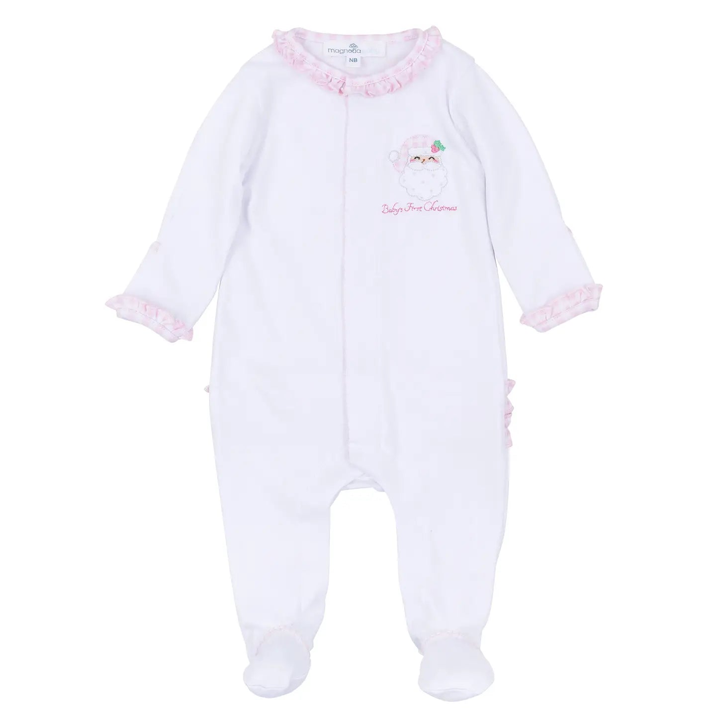 Magnolia Baby Sweet St. Nick Applique Zip Footie