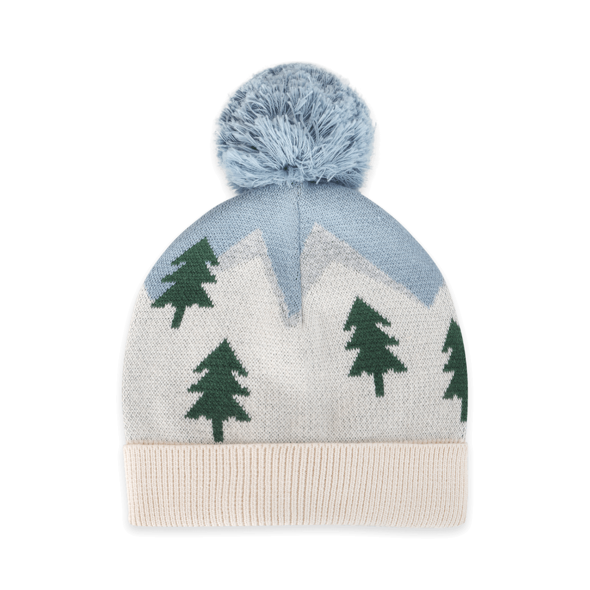 Ski Alpine Peaks Knit Baby Beanie with Pom (Organic Cotton)