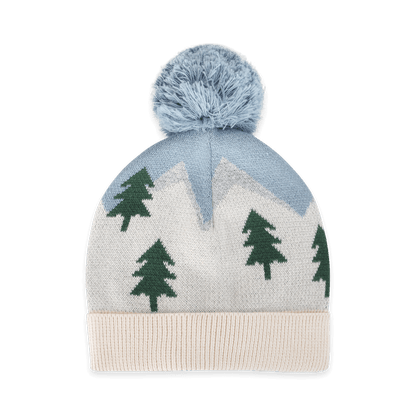 Ski Alpine Peaks Knit Baby Beanie with Pom (Organic Cotton)