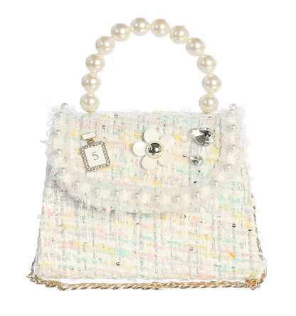 Dear Ellie Tweed Purse with Pearl Accent Handle