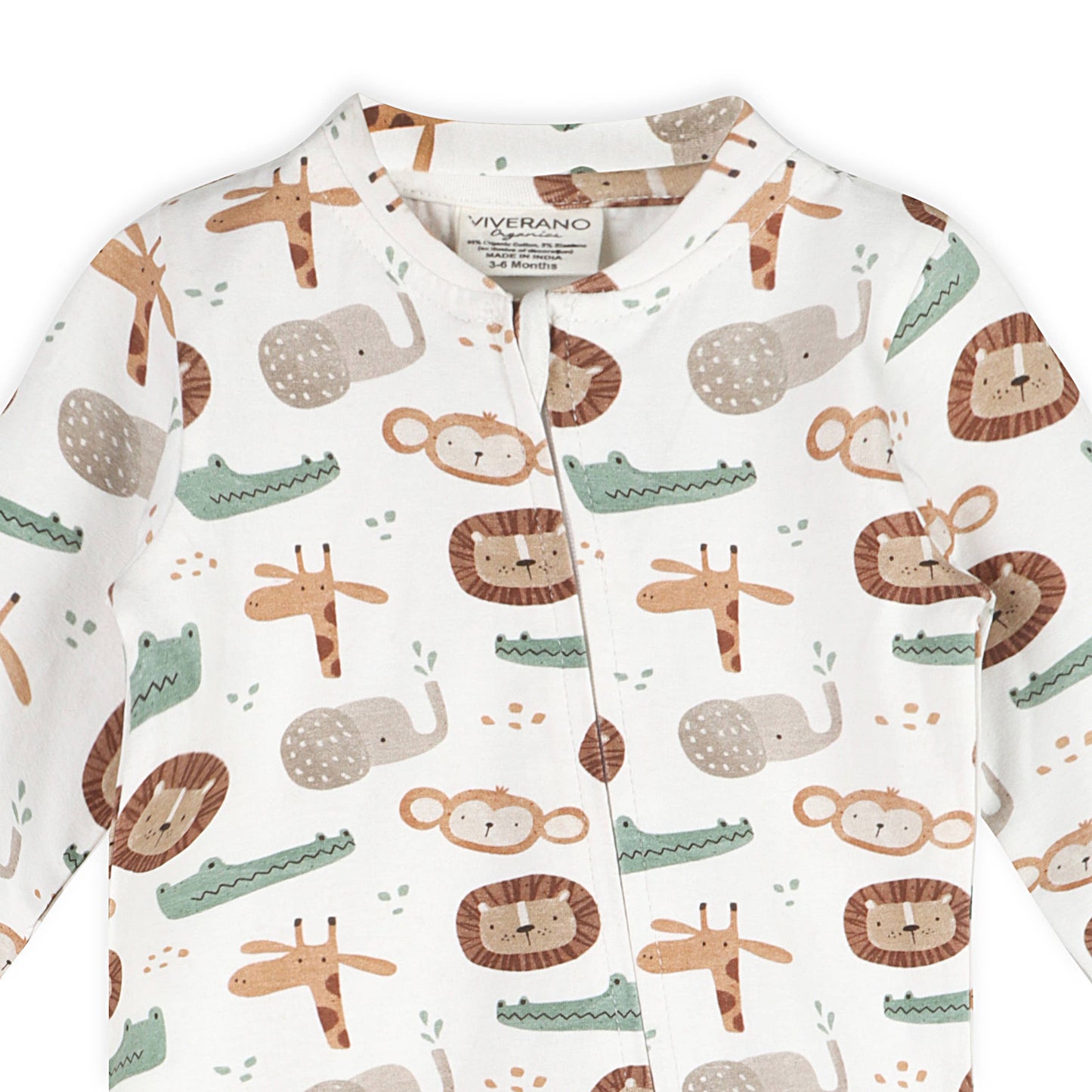 Safari Animals Baby Zip Footie (Organic Jersey)