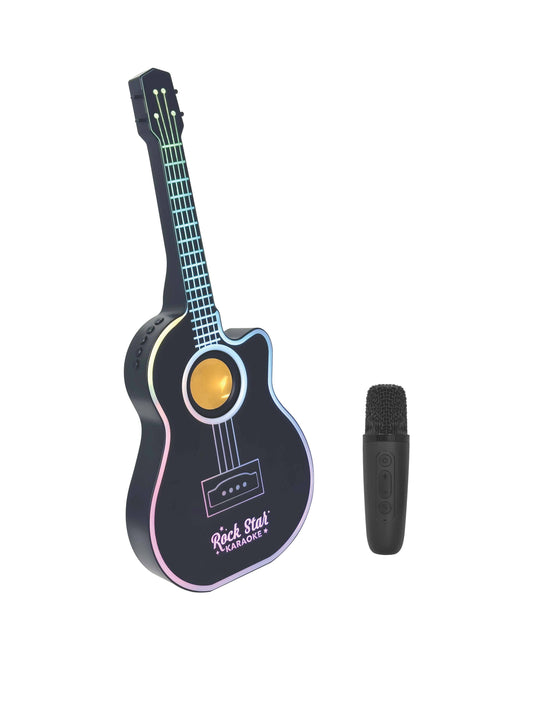 Rock Star Guitar & Microphone Karaoke Set-Black