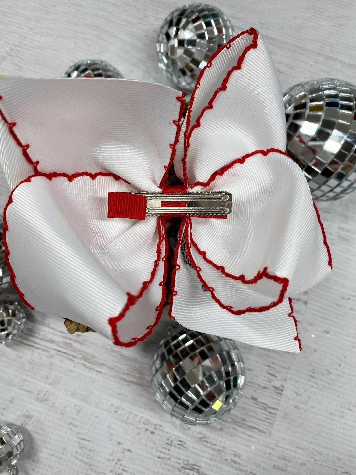 Moonstitch Embroidered Baseball Classic Hair Bow | Clip or Headband