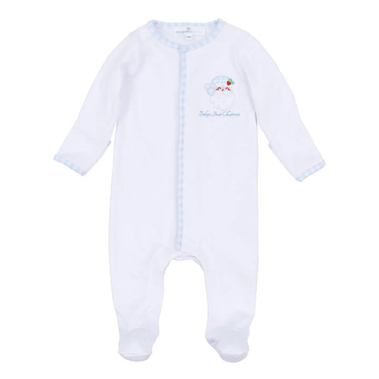 Magnolia Baby Sweet St. Nick Applique Zip Footie