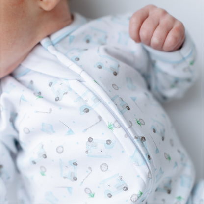 Magnolia Baby Little Golfer Print Zip Footie - Light Blue