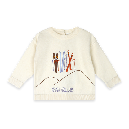 Ski Club Embroidered Baby Knit Pullover (Organic Cotton)
