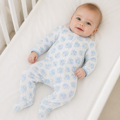 Magnolia Baby Dreamy Hydrangeas Print Zip Footie