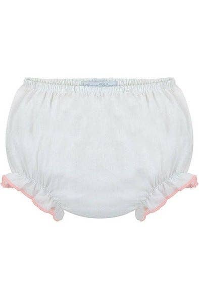 74160-Baby Girl Ruffle Diaper Cover Pink Trim