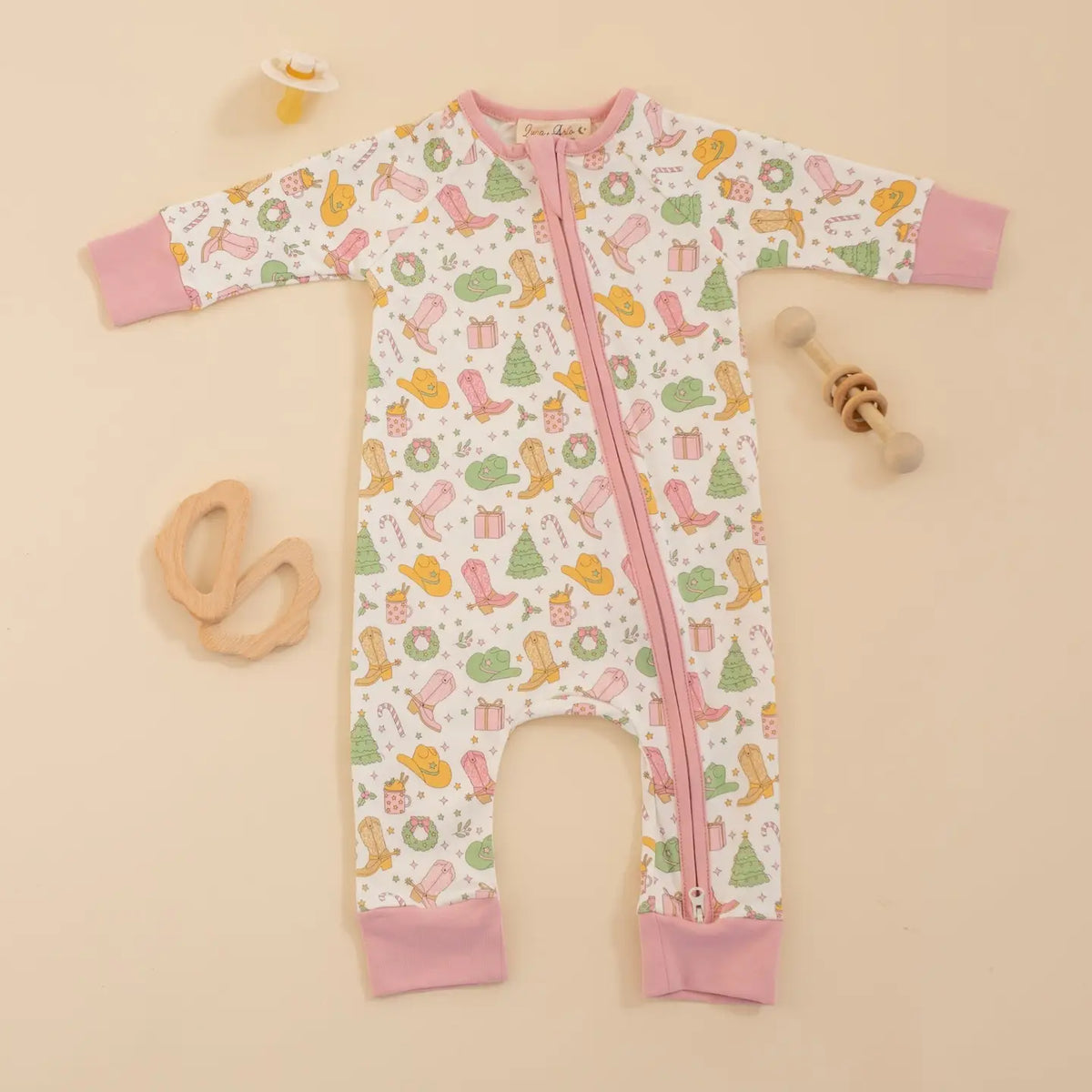 Magnolia Baby Cowboy Christmas Zip Playsuit