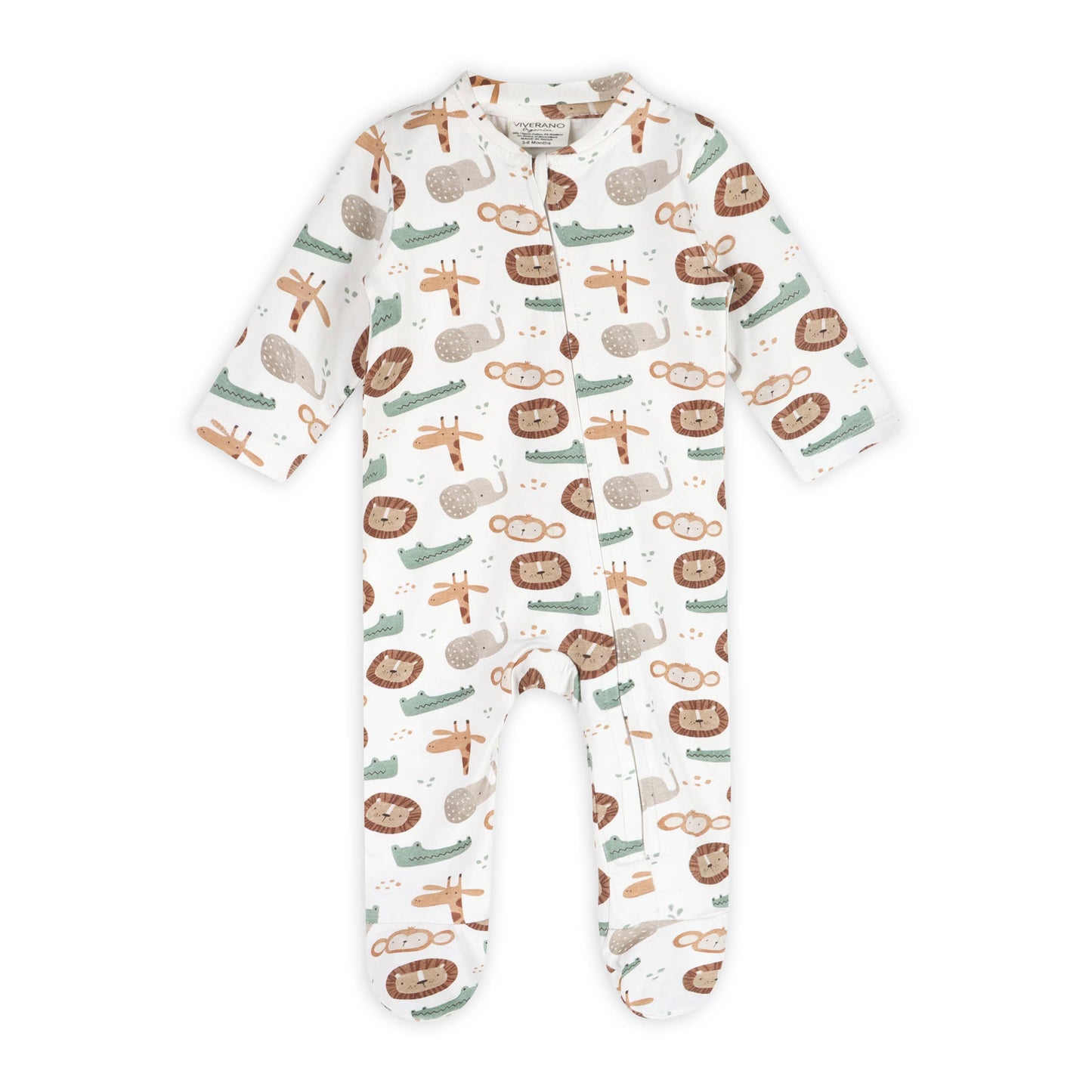 Safari Animals Baby Zip Footie (Organic Jersey)