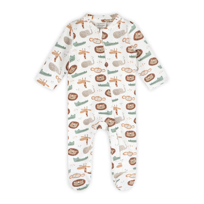Safari Animals Baby Zip Footie (Organic Jersey)