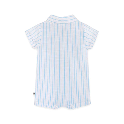 Aqua Embroidered Baby Romper (Organic)