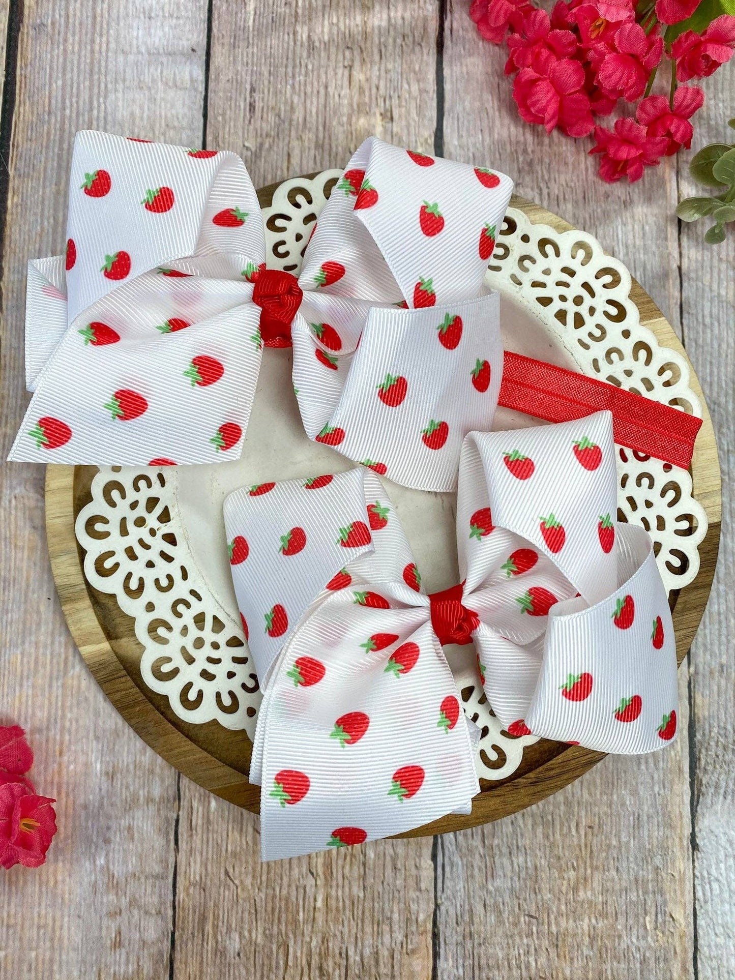 Strawberry Fields Classic Hair Bow | Clip or Headband