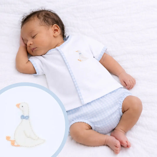 Magnolia Baby Silly Goose Pima cotton diaper cover set light blue