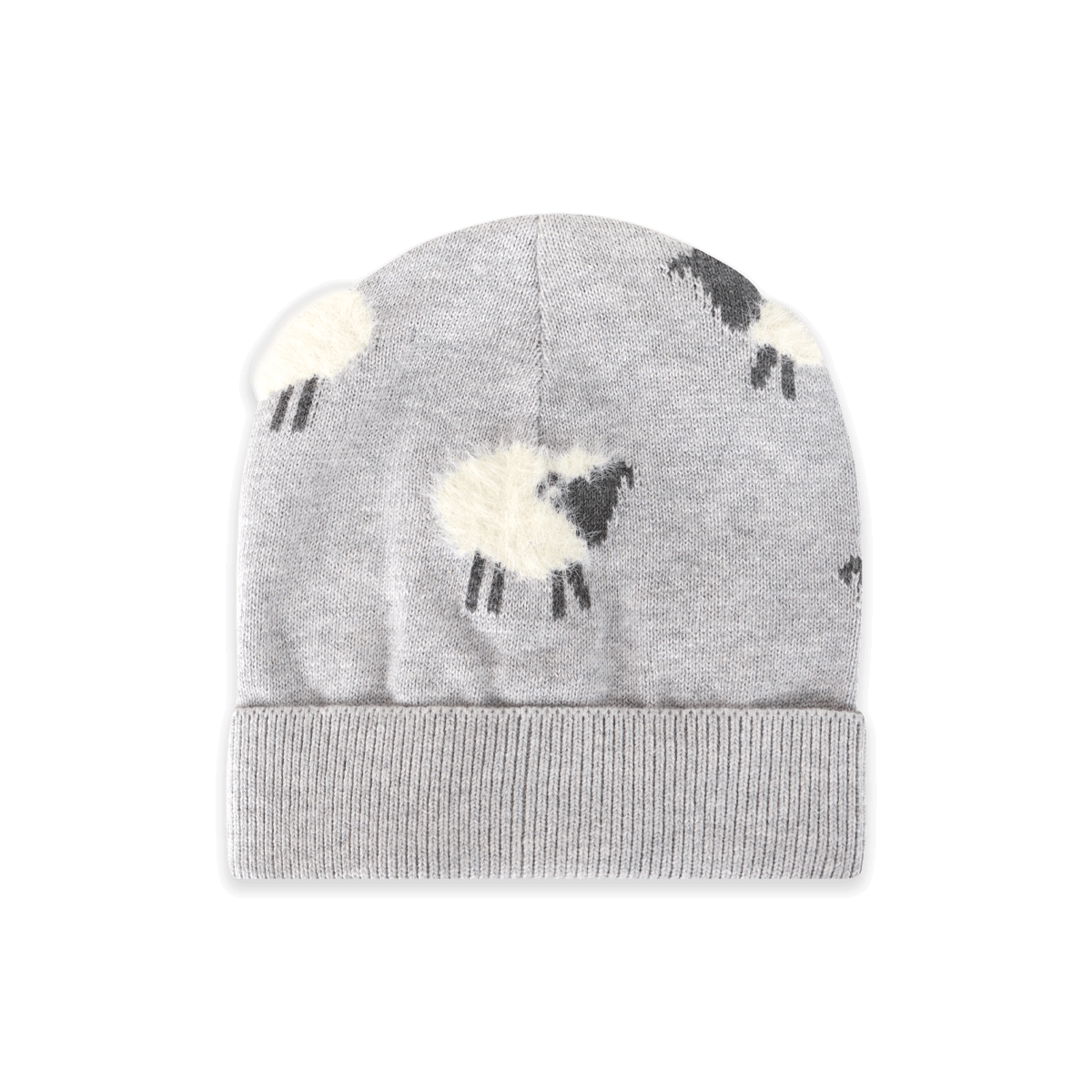Furry Sheep Knit Round Baby Beanie (Organic Cotton)