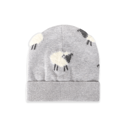 Furry Sheep Knit Round Baby Beanie (Organic Cotton)