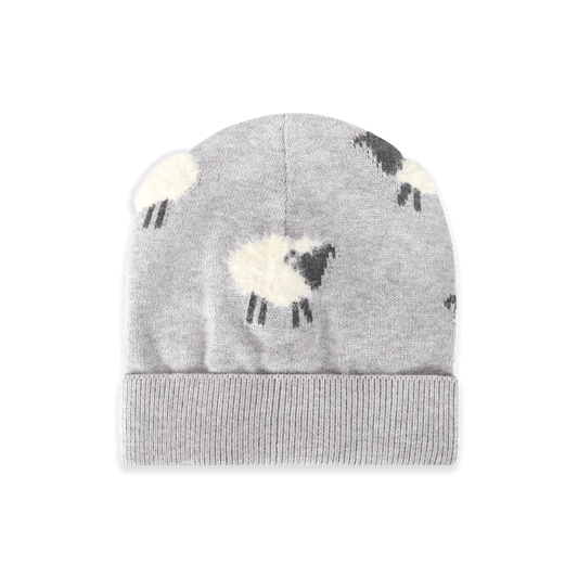 Furry Sheep Knit Round Baby Beanie (Organic Cotton)