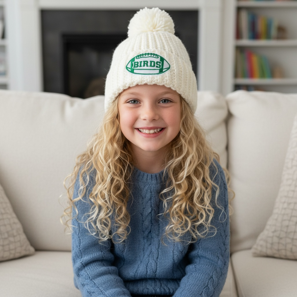 Youth Birds Football Patch Knit Beanie