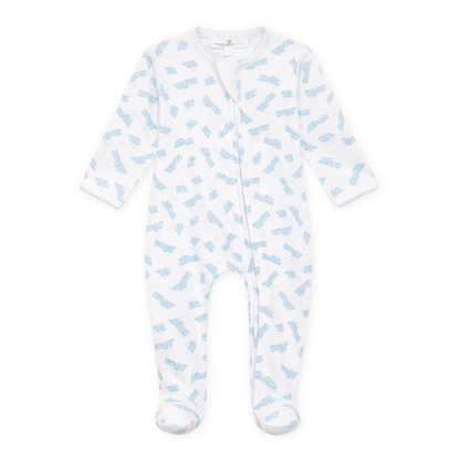 Magnolia Baby Choo Choo Train Print Zip Footie