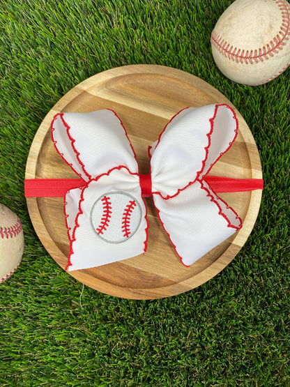Moonstitch Embroidered Baseball Classic Hair Bow | Clip or Headband