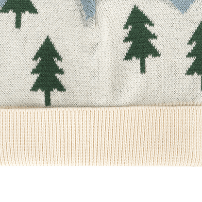 Ski Alpine Peaks Knit Baby Beanie with Pom (Organic Cotton)