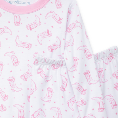 Darling Cowboy Boots Long Pajamas - Pink