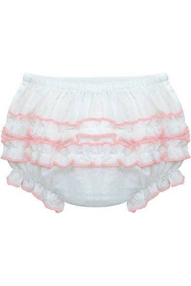 74160-Baby Girl Ruffle Diaper Cover Pink Trim