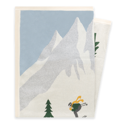 Ski Run - Organic Cotton Jacquard Knit Baby Blanket