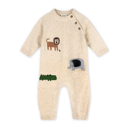 Safari Animals Baby Knit Jumpsuit (Organic Cotton)