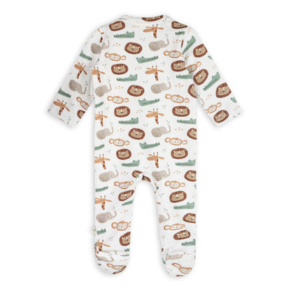Safari Animals Baby Zip Footie (Organic Jersey)