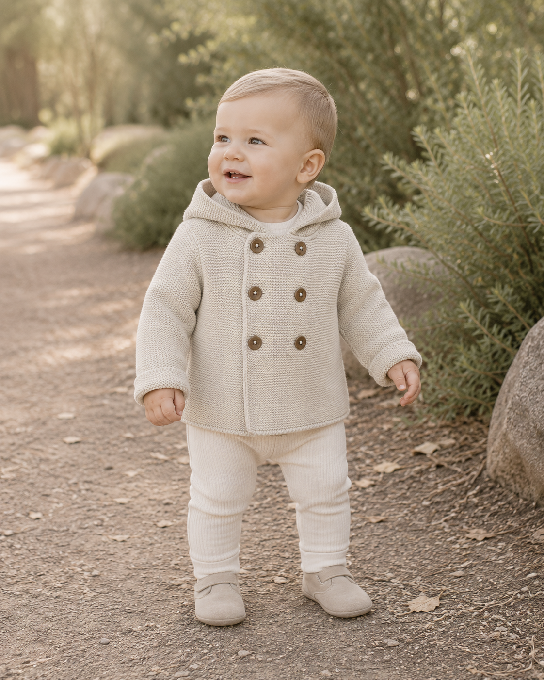 Hooded Double Button Baby Coat Jacket (Organic) 4 Colors