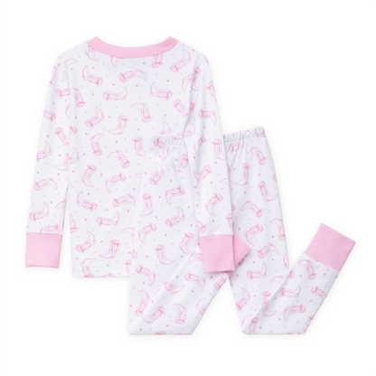 Darling Cowboy Boots Long Pajamas - Pink