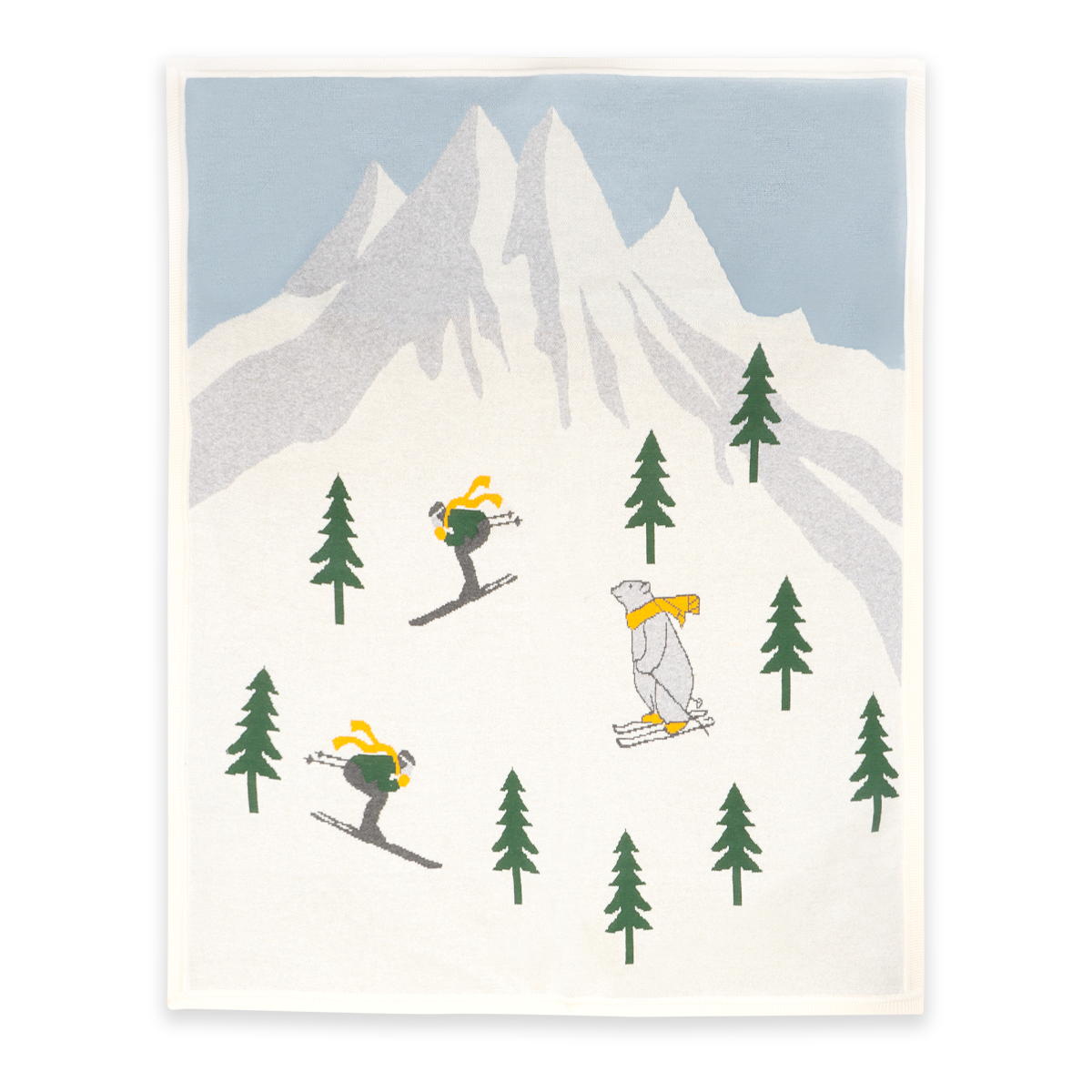 Ski Run - Organic Cotton Jacquard Knit Baby Blanket
