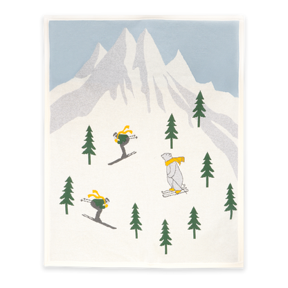 Ski Run - Organic Cotton Jacquard Knit Baby Blanket