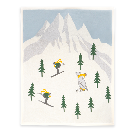 Ski Run - Organic Cotton Jacquard Knit Baby Blanket