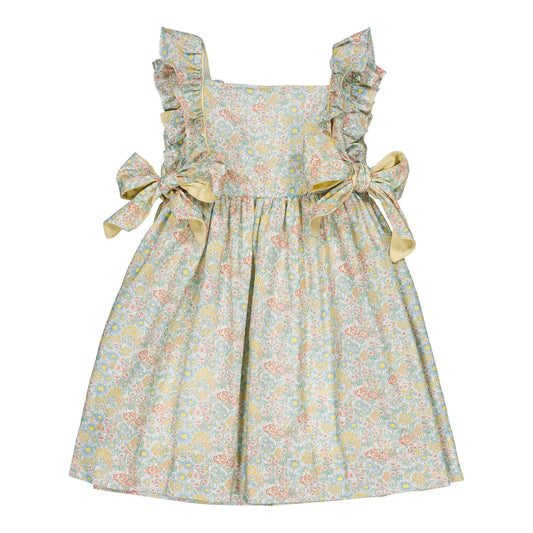 Kidiwi Kiara Dress- Coral Yellow Floral Print
